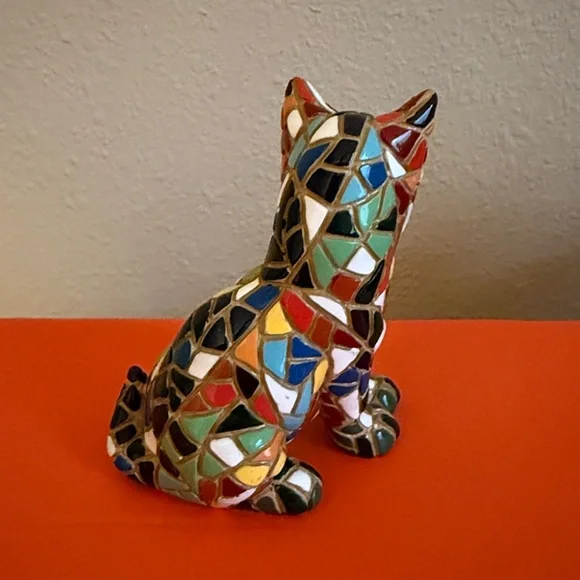 Colorful Mosaic Cat Figurine - Picture 2 of 2